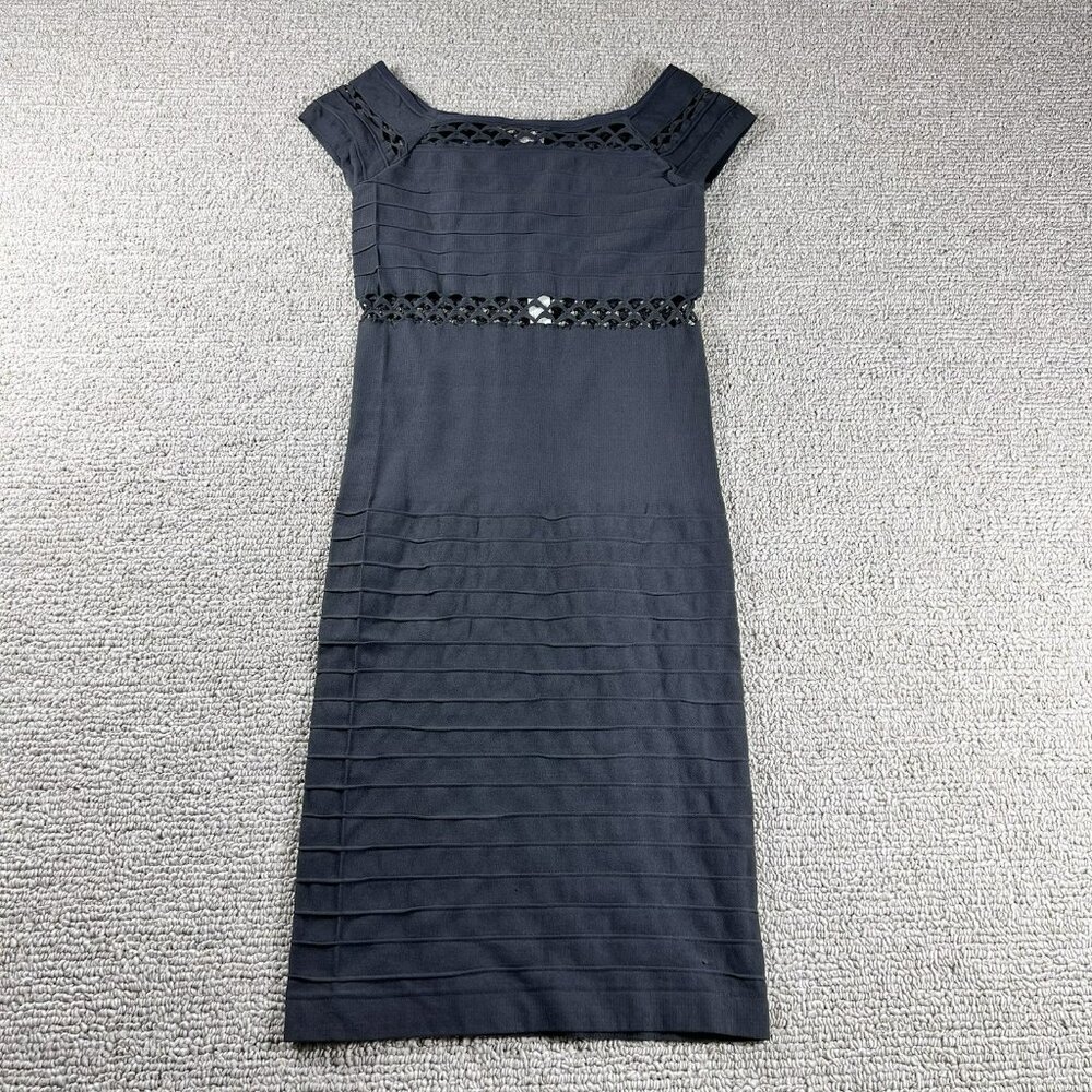New Mix Keyhole Form Fitting Sleeveless Dress Grey Women’s Size Small